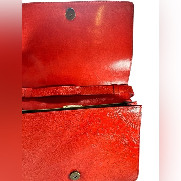 Vintage Franchi Collection Envelope Purse Handbag Red Paisley Textured Leather. - Picture 8 of 14